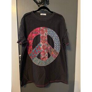 Natural life women’s size medium oversized dark gray  peace symbol tunic shirt